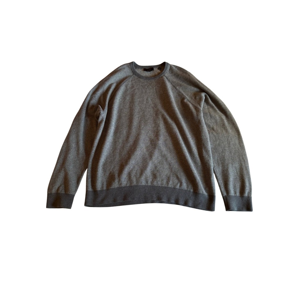 Vince Birdseye Jacquard‎ Wool Blend Cashmere Crewneck Sweater Mens XL Grey